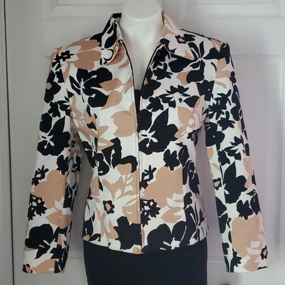 Giancarlo Ferrari Zippered Floral Jacket - Size 8 - Picture 2 of 7